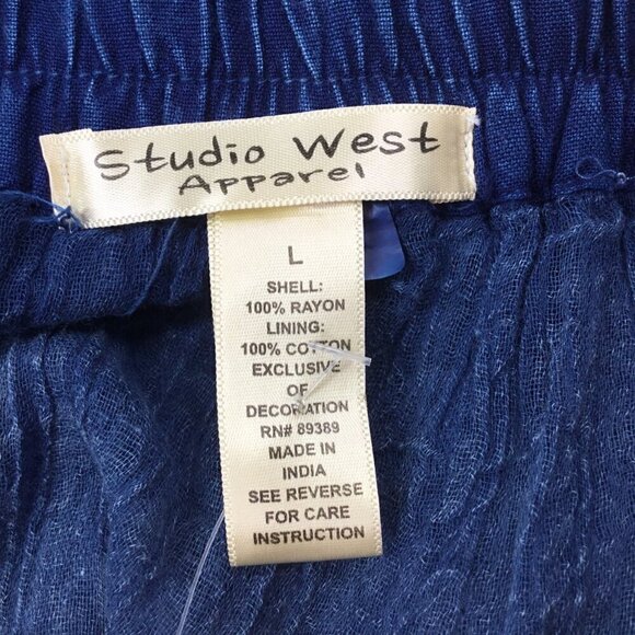 Studio West Apparel NWT Skirt Blue Elastic Tiered Sz 16 Pull On Dance Boho Denim - Picture 8 of 9